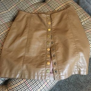 Free People Brown/Tan Pleather Skirt